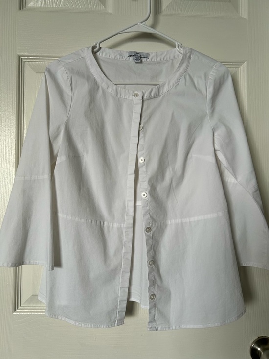 Halston Heritage Tops - White Button-Front Peplum Blouse